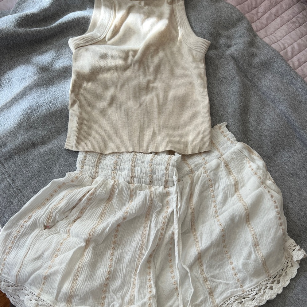 Aerie Cream Ribbed Top